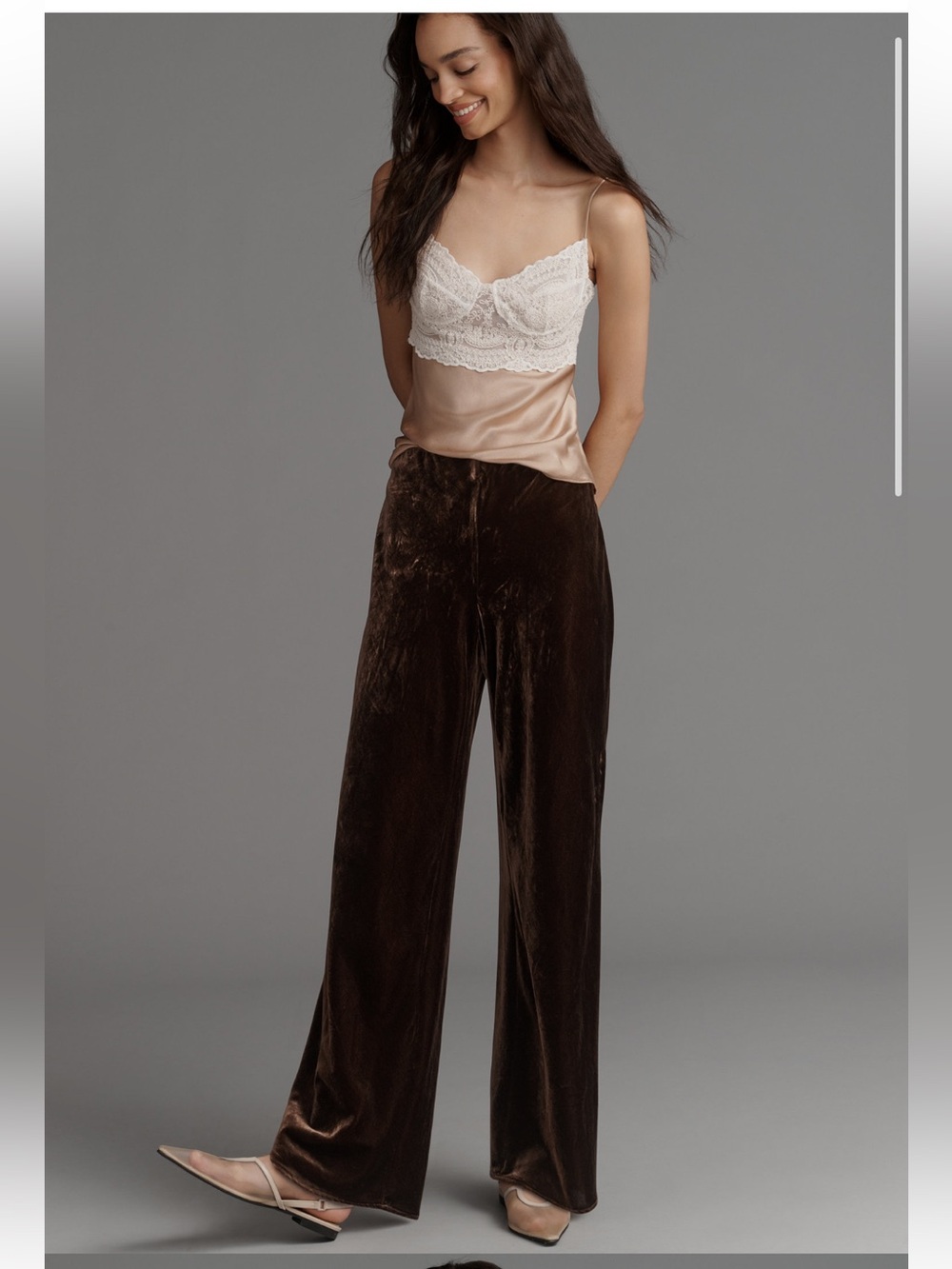 Velvet brown wideleg pants XS tall